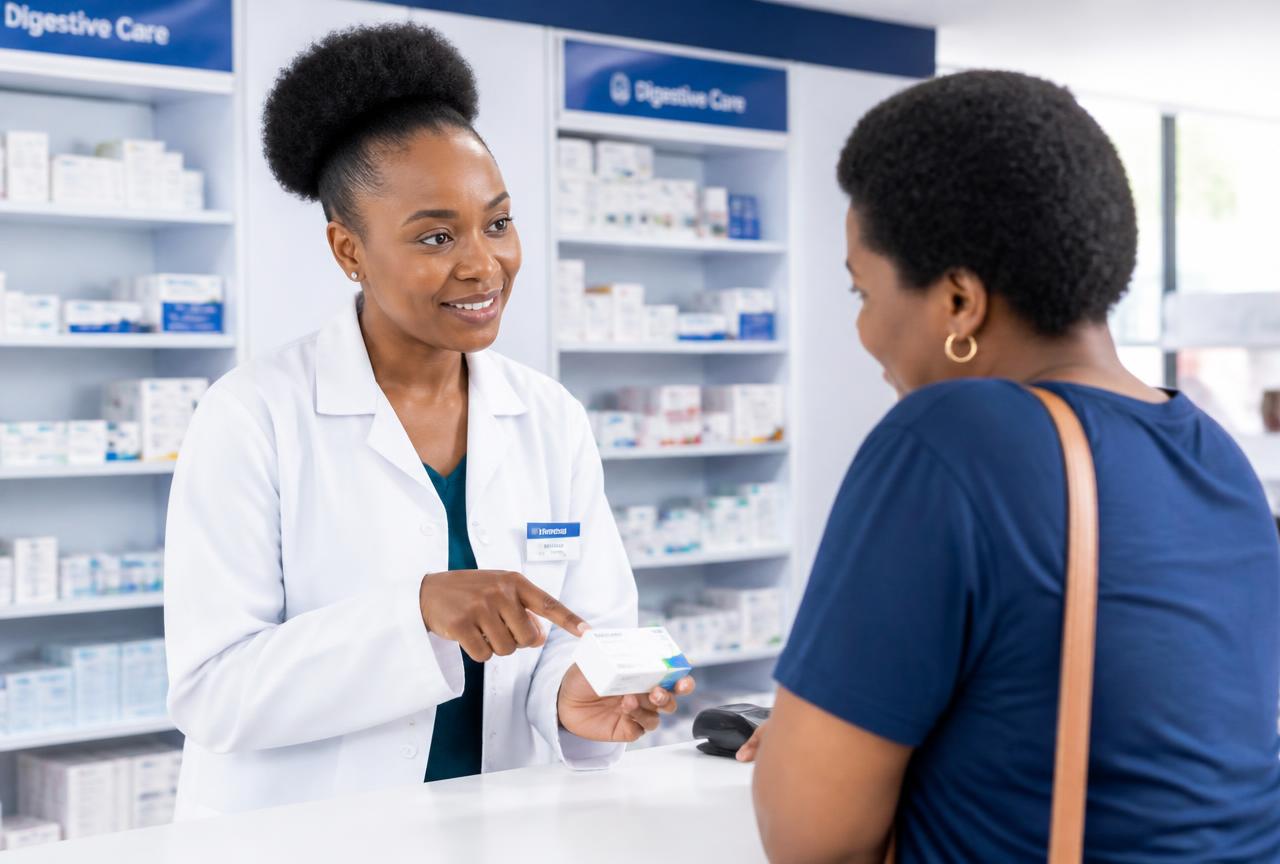 Pharmacist discussing joint health guidance with a customer
